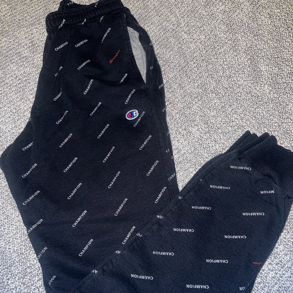 Champion Black Logo Print Sweatpants